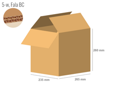 Cardboard box 265x235x260 - with Flaps (Fefco 201) - Double Wall (5-layer)