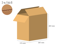 Cardboard box 267x175x261 - with Flaps (Fefco 201) - Single Wall (3-layer)