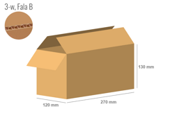 Cardboard box 270x120x130 - with Flaps (Fefco 201) - Single Wall (3-layer)