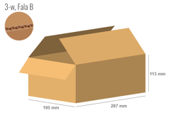 Cardboard box 287x195x113 - with Flaps (Fefco 201) - Single Wall (3-layer)