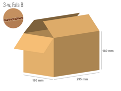 Cardboard box 295x195x180 - with Flaps (Fefco 201) - Single Wall (3-layer)