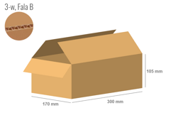 Cardboard box 300x170x105 - with Flaps (Fefco 201) - Single Wall (3-layer)