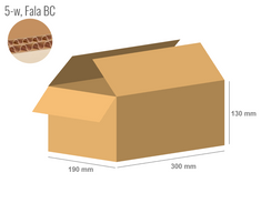 Cardboard box 300x190x130 - with Flaps (Fefco 201) - Double Wall (5-layer)