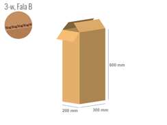 Cardboard box 300x200x600 - with Flaps (Fefco 201) - Single Wall (3-layer)