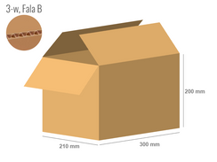 Cardboard box 300x210x200 - with Flaps (Fefco 201) - Single Wall (3-layer)