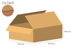 Cardboard box 300x250x100 - with Flaps (Fefco 201) - Single Wall (3-layer)