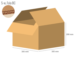 Cardboard box 305x305x200 - with Flaps (Fefco 201) - Double Wall (5-layer)