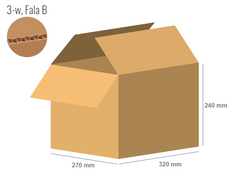 Cardboard box 320x270x240 - with Flaps (Fefco 201) - Single Wall (3-layer)