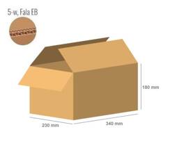 Cardboard box 340x230x180 - with Flaps (Fefco 201) - Double Wall (5-layer)