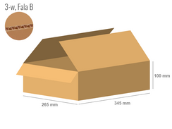 Cardboard box 345x265x100 - with Flaps (Fefco 201) - Single Wall (3-layer)