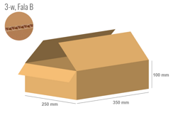 Cardboard box 350x250x100 - with Flaps (Fefco 201) - Single Wall (3-layer)