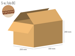 Cardboard box 350x250x200 - with Flaps (Fefco 201) - Double Wall (5-layer)