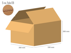 Cardboard box 350x300x200 - with Flaps (Fefco 201) - Double Wall (5-layer)