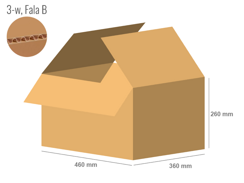 Cardboard box 360x460x260 - with Flaps (Fefco 201) - Single Wall (3-layer)