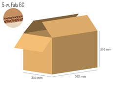 Cardboard box 362x230x210 - with Flaps (Fefco 201) - Double Wall (5-layer)