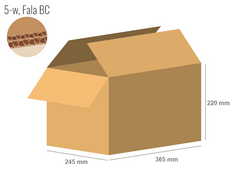 Cardboard box 365x245x220 - with Flaps (Fefco 201) - Double Wall (5-layer)