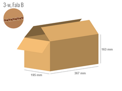 Cardboard box 367x195x163 - with Flaps (Fefco 201) - Single Wall (3-layer)