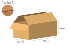 Cardboard box 375x205x143 - with Flaps (Fefco 201) - Single Wall (3-layer)