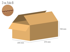 Cardboard box 375x235x150 - with Flaps (Fefco 201) - Single Wall (3-layer)