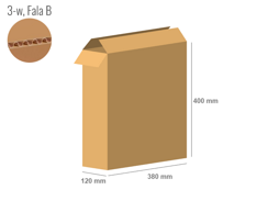 Cardboard box 380x120x400 - with Flaps (Fefco 201) - Single Wall (3-layer)