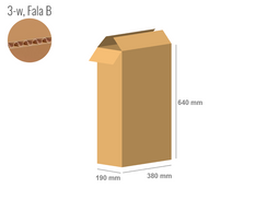 Cardboard box 380x190x640 - with Flaps (Fefco 201) - Single Wall (3-layer)