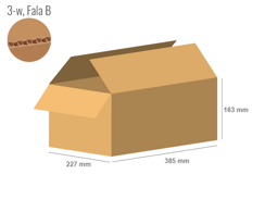 Cardboard box 385x227x163 - with Flaps (Fefco 201) - Single Wall (3-layer)