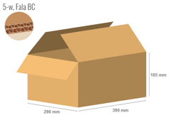 Cardboard box 390x290x185 - with Flaps (Fefco 201) - Double Wall (5-layer)