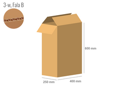 Cardboard box 400x250x600 - with Flaps (Fefco 201) - Single Wall (3-layer)