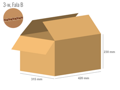 Cardboard box 420x315x230 - with Flaps (Fefco 201) - Single Wall (3-layer)