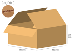 Cardboard box 430x430x200 - with Flaps (Fefco 201) - Single Wall (3-layer)