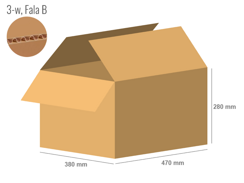 Cardboard box 470x380x280 - with Flaps (Fefco 201) - Single Wall (3-layer)