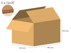 Cardboard box 480x390x300 - with Flaps (Fefco 201) - Double Wall (5-layer)