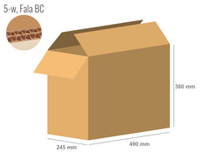 Cardboard box 490x245x360 - with Flaps (Fefco 201) - Double Wall (5-layer)