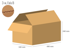 Cardboard box 490x340x240 - with Flaps (Fefco 201) - Single Wall (3-layer)