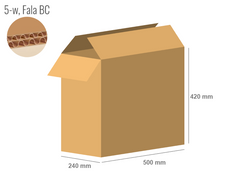 Cardboard box 500x240x420 - with Flaps (Fefco 201) - Double Wall (5-layer)