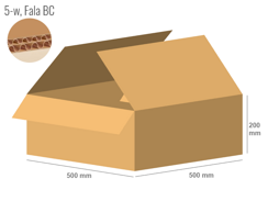 Cardboard box 500x500x200 - with Flaps (Fefco 201) - Double Wall (5-layer)