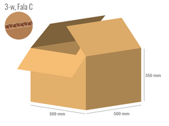 Cardboard box 500x500x350 - with Flaps (Fefco 201) - Single Wall (3-layer)