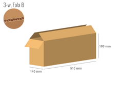 Cardboard box 510x140x180 - with Flaps (Fefco 201) - Single Wall (3-layer)