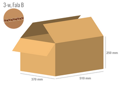 Cardboard box 510x370x250 - with Flaps (Fefco 201) - Single Wall (3-layer)