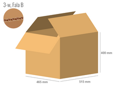 Cardboard box 515x465x400 - with Flaps (Fefco 201) - Single Wall (3-layer)