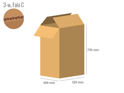 Cardboard box 520x400x750 - with Flaps (Fefco 201) - Single Wall (3-layer)