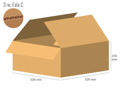 Cardboard box 520x520x230 - with Flaps (Fefco 201) - Single Wall (3-layer)