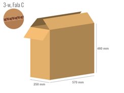 Cardboard box 570x250x460 - with Flaps (Fefco 201) - Single Wall (3-layer)