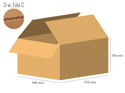 Cardboard box 570x500x300 - with Flaps (Fefco 201) - Single Wall (3-layer)