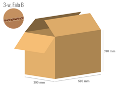 Cardboard box 590x390x390 - with Flaps (Fefco 201) - Single Wall (3-layer)