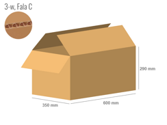 Cardboard box 600x350x290 - with Flaps (Fefco 201) - Single Wall (3-layer)