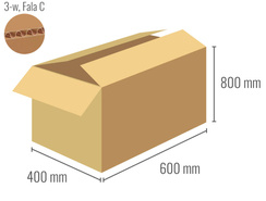 Cardboard box 600x400x800 - with Flaps (Fefco 201) - 3-layer (3w)