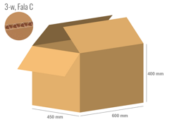 Cardboard box 600x450x400 - with Flaps (Fefco 201) - Single Wall (3-layer)