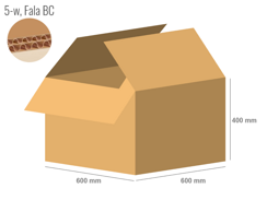 Cardboard box 600x600x400 - with Flaps (Fefco 201) - Double Wall (5-layer)