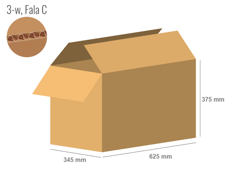 Cardboard box 625x345x375 - with Flaps (Fefco 201) - Single Wall (3-layer)